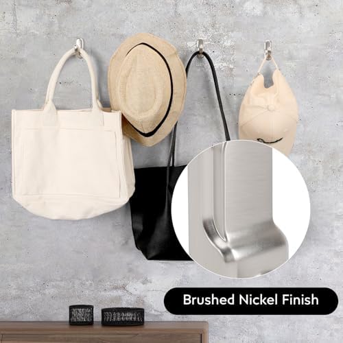 4-Piece Heavy Duty Brushed Nickel Towel Robe Hooks