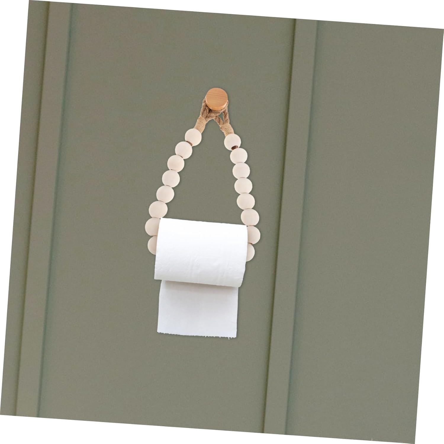 Rope Wood Bead Holder - Nautical Bathroom Decor Paper Towel Holder Stand